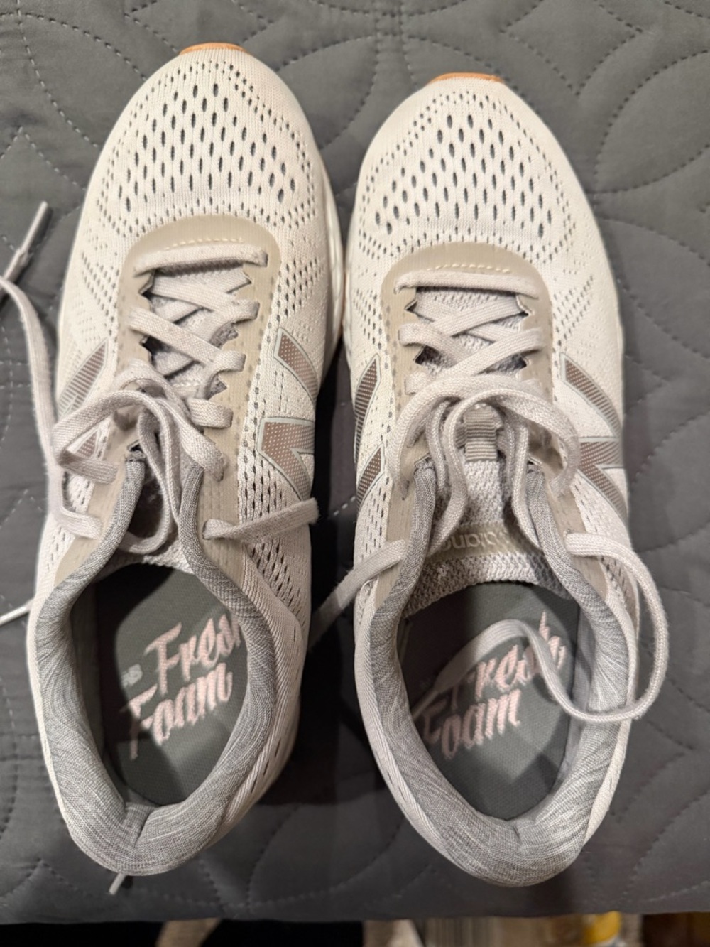 New Balance Women's Running Sneakers - Light Beige and Gray